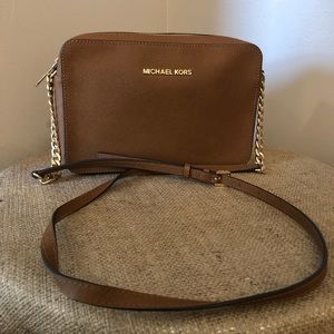 Michael Kors Saffiano Leather Crossbody in Acorn